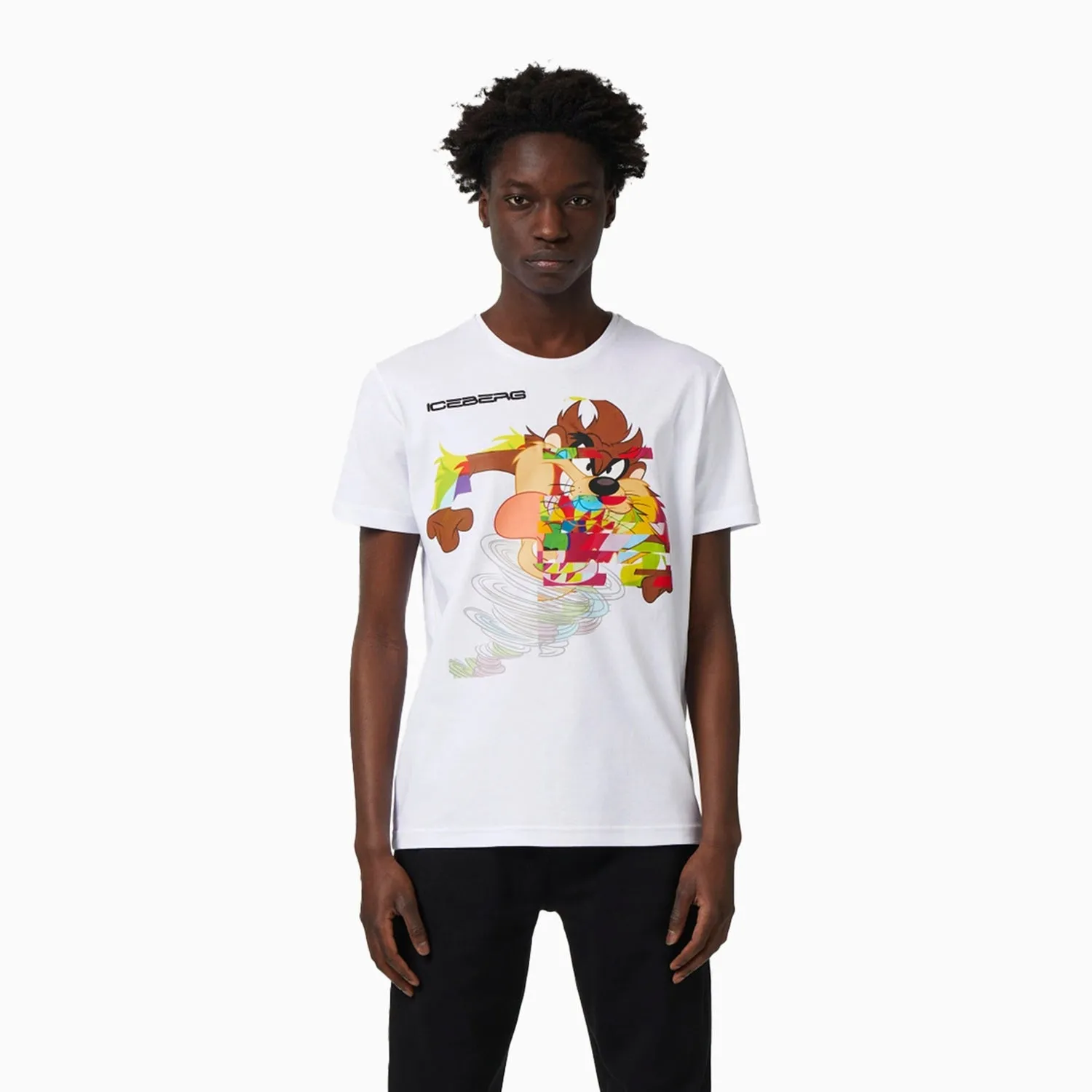 Men's White Taz T Shirt With Iceberg Logo