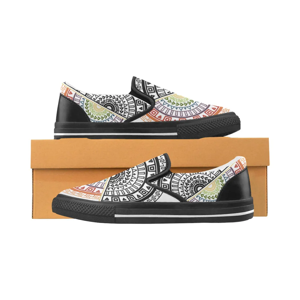 Men's Ying Yang Mandala Print Canvas Slip-on Shoes