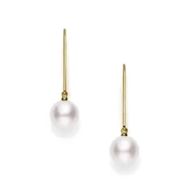 Mikimoto 18K Yellow Gold 7mm Pearl Dangle Earrings