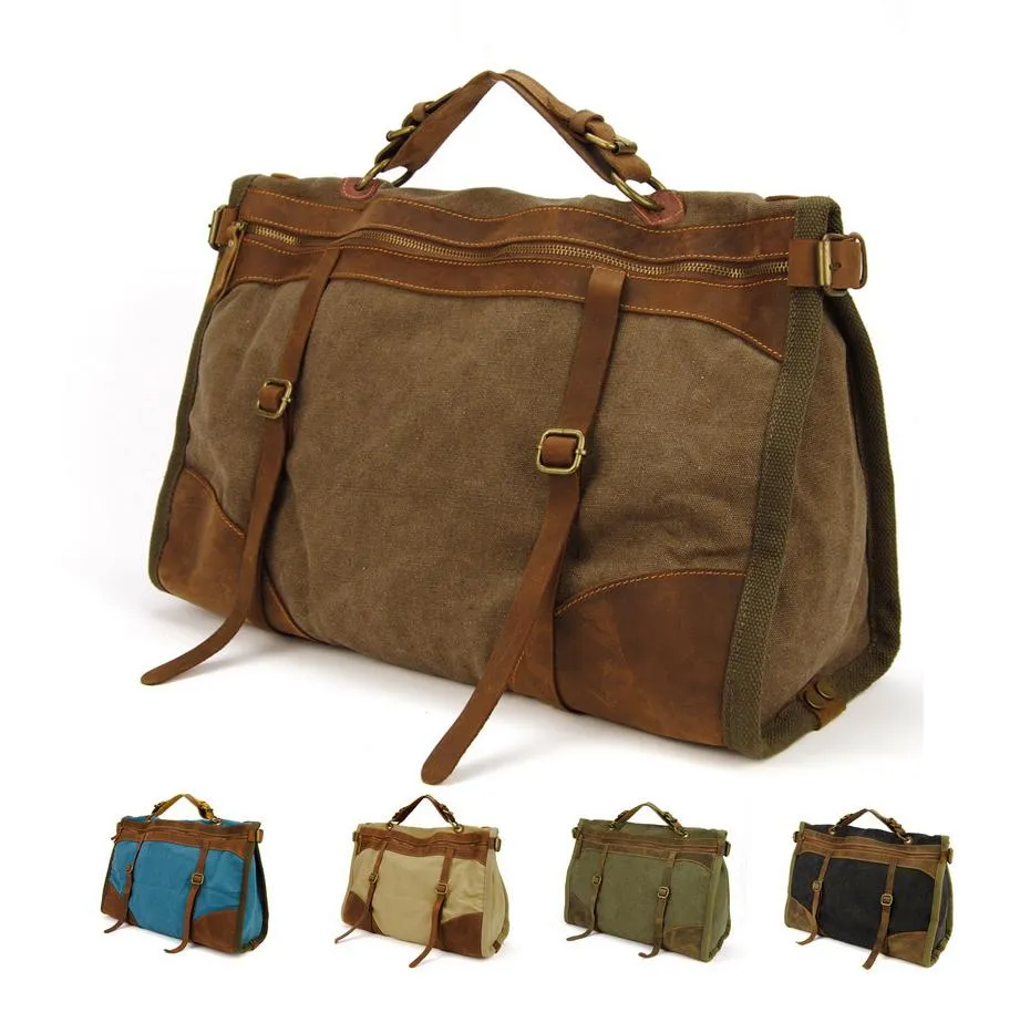 Military Canvas / Leather Overnight Duffle bag