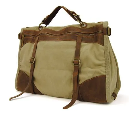 Military Canvas / Leather Overnight Duffle bag