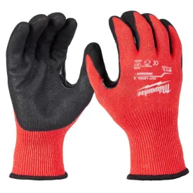 Milwaukee Cut Level 3 Unisex Elasticated Knit Dipped Gloves Black/Red L 1 pair