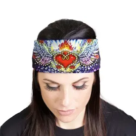 Milwaukee Leather | Bling Designed Wide Headbands-Headwraps for Women Biker Bandana with Scared Heart - MLA8039