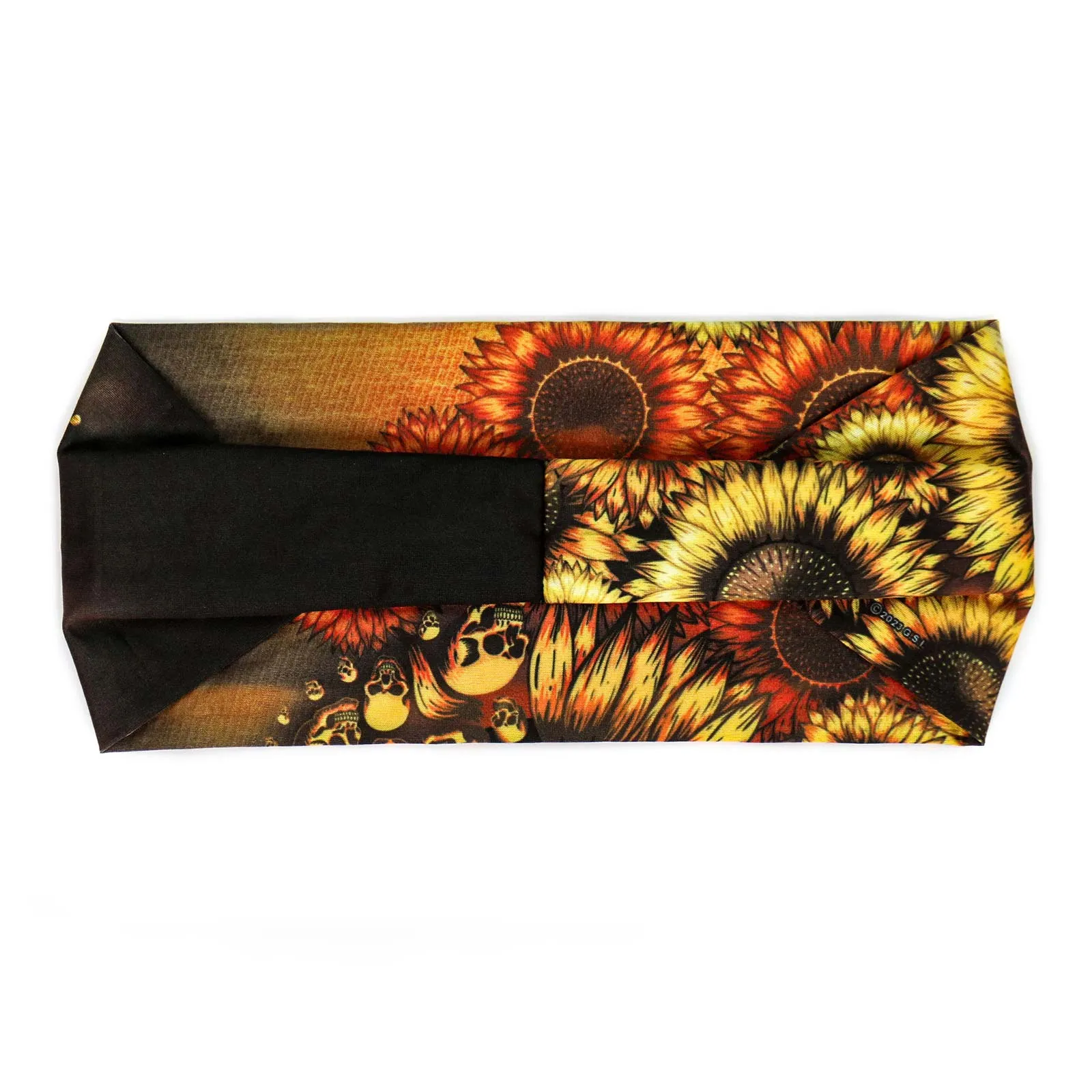 Milwaukee Leather | Bling Designed Wide Headbands-Headwraps for Women Biker Bandana with Sun Flower Skull - MLA8045