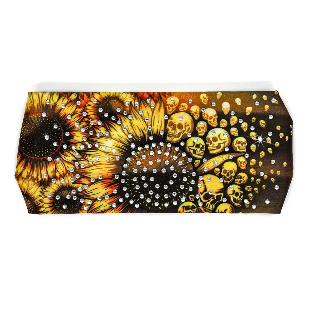 Milwaukee Leather | Bling Designed Wide Headbands-Headwraps for Women Biker Bandana with Sun Flower Skull - MLA8045