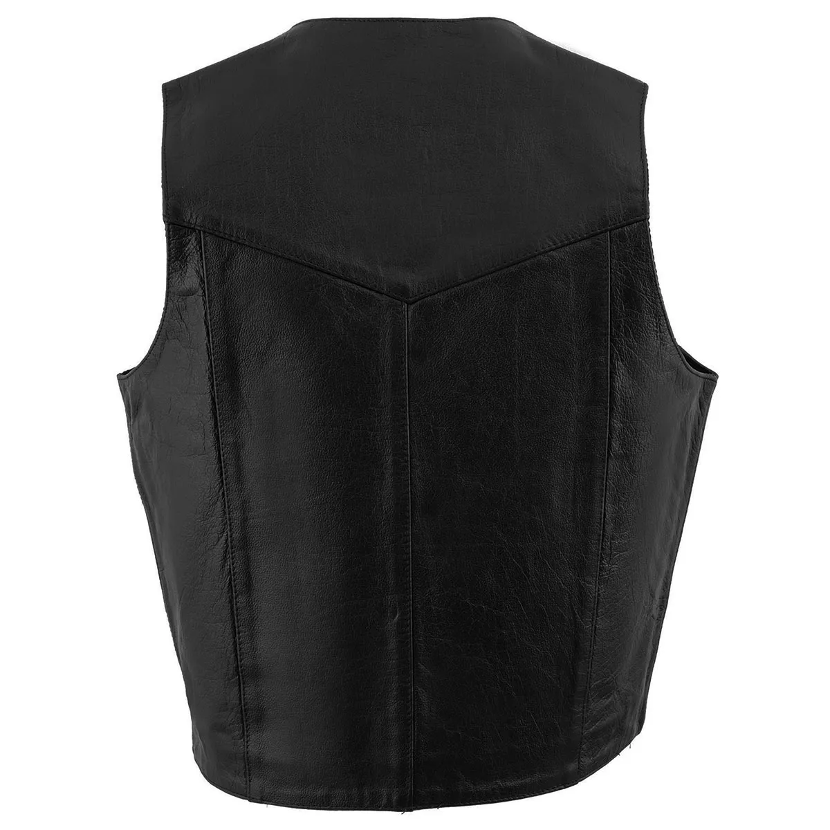 Milwaukee Leather SH131078 Men's Black Leather Classic V-Neck Motorcycle Leather Vest