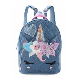 Miss Gwen Unicorn Quilted Denim-Printed Mini Backpack