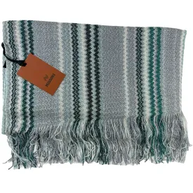 Missoni Scarf Emerald Green Gray Chevron Design - Women Designer Shawl