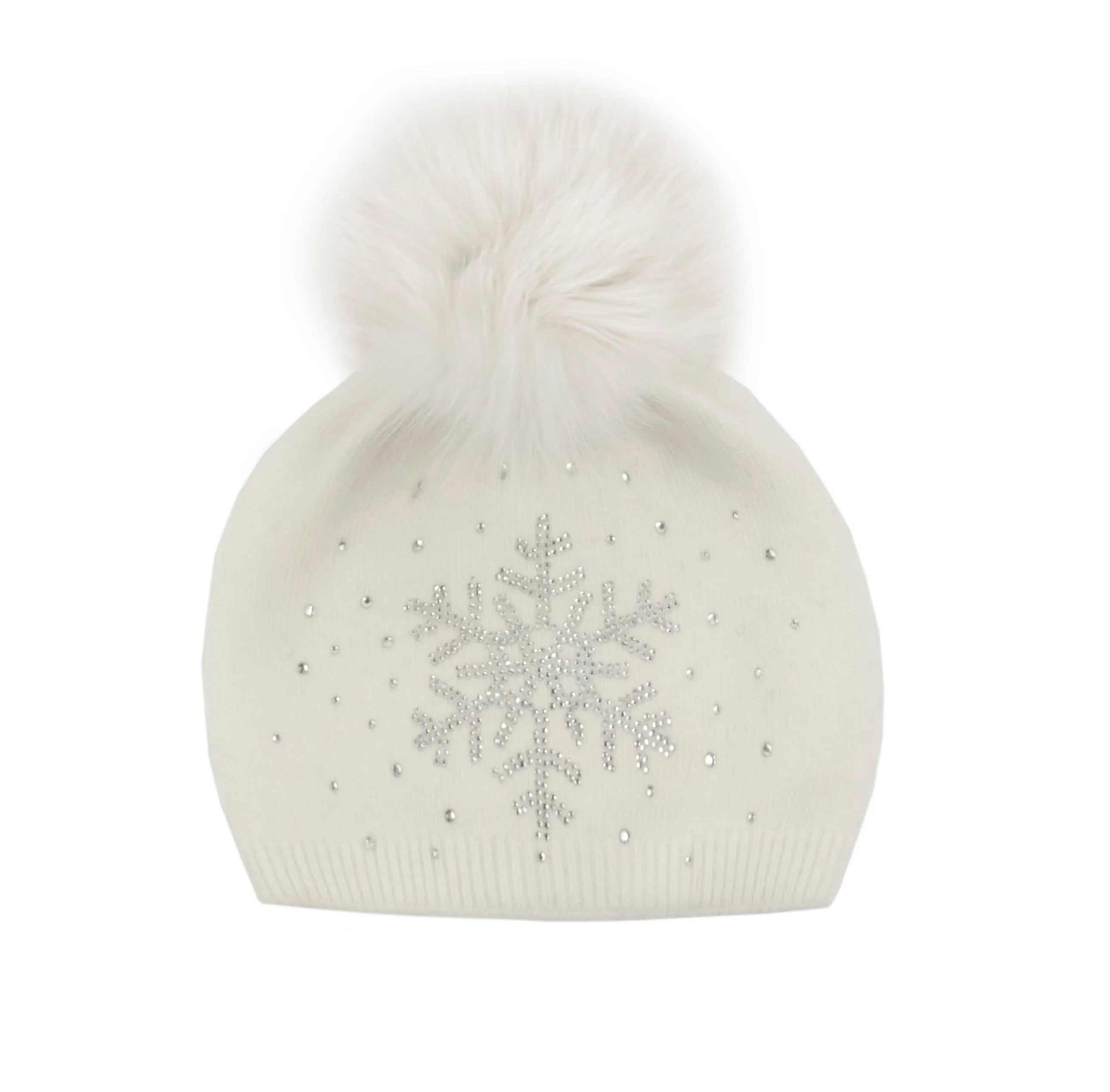 Mitchie's | Sparkle Snowflake Beanie with Fur Pom