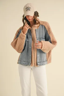 Mixed Denim Fleece Jacket