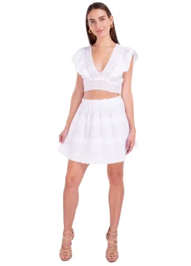 'Monica' Crochet Panels Skirt White