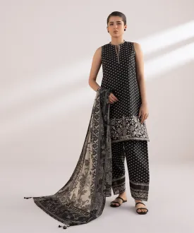 Monochrome '24-3 Piece - Embroidered Lawn Suit - 0U3Pesg24V48