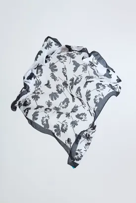 Monochrome Floral Silk Scarf