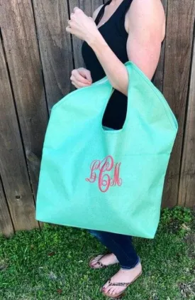 Monogram Jute Beach Tote Shopping  Bag