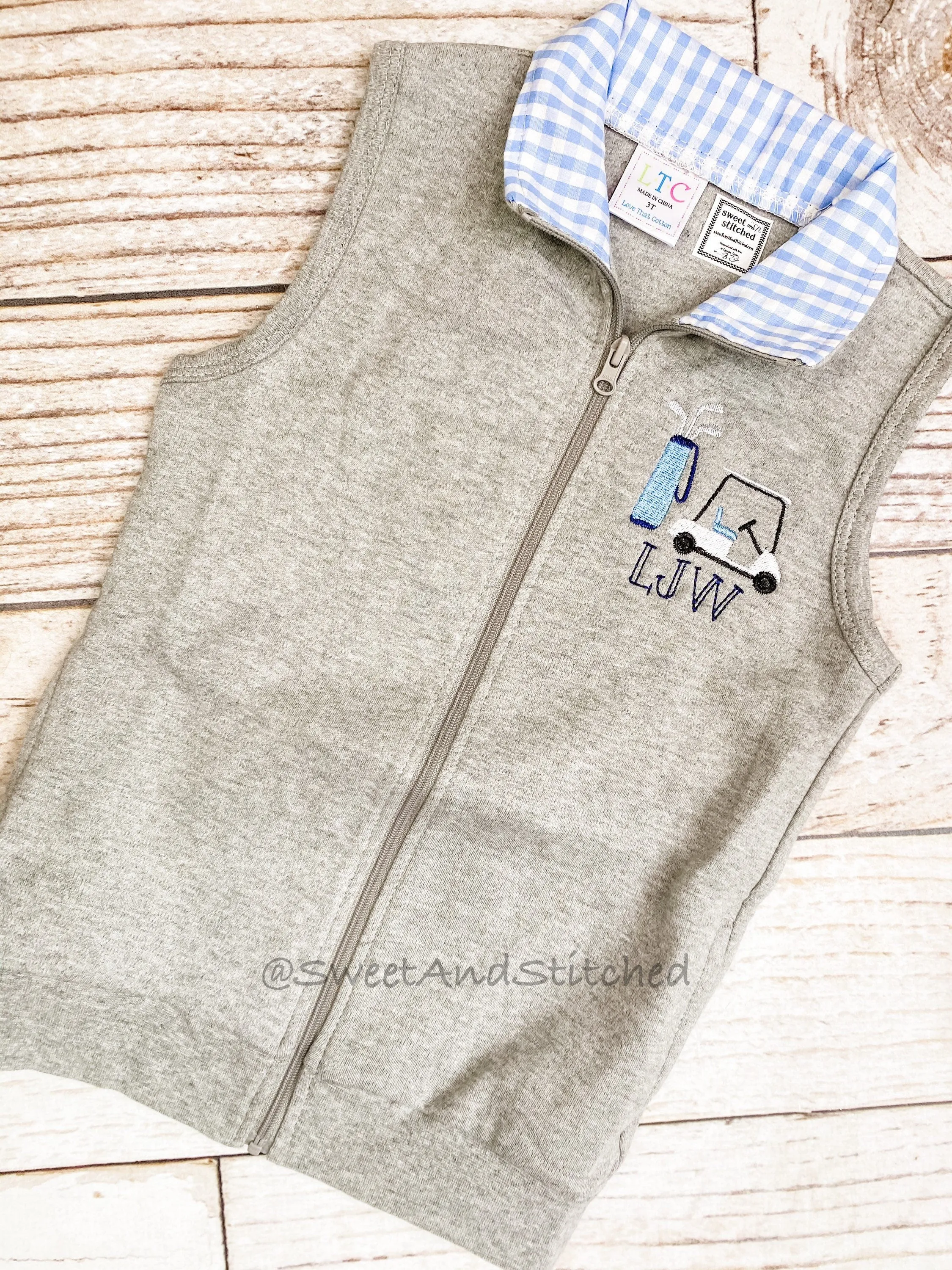 Monogrammed Boys golf outfit, boys golf vest, boys fall outfit