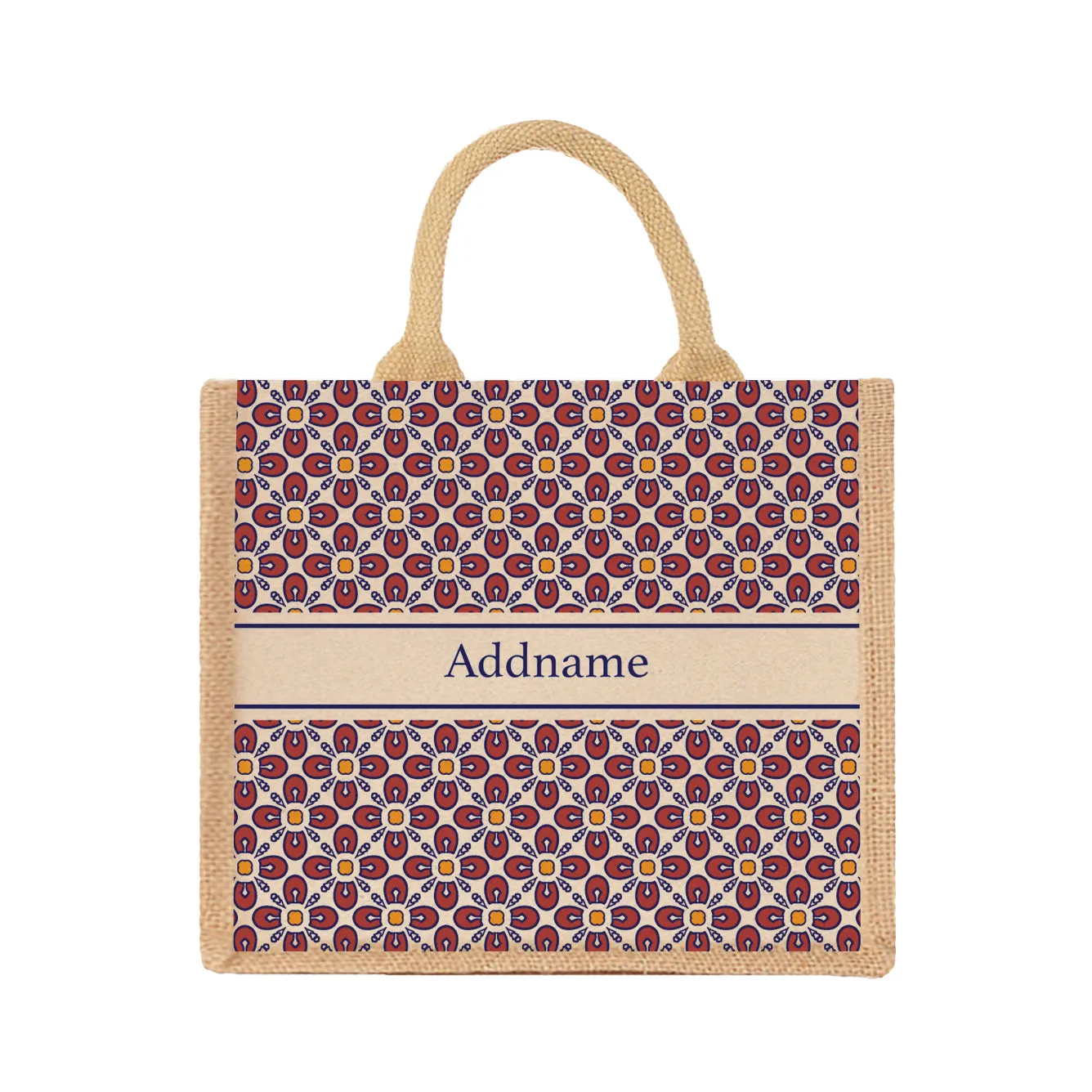 Moroccan Aegean Red Jute Tote Bag