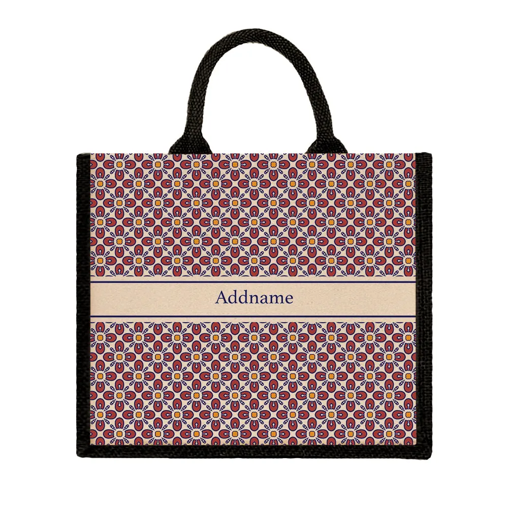 Moroccan Aegean Red Jute Tote Bag