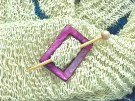 Mother of Pearl Rectangular Shawl Pin "Advert"