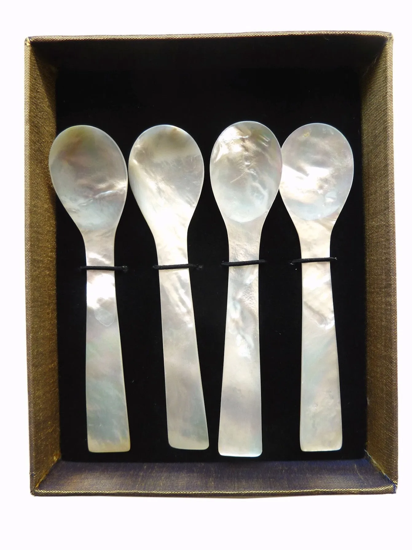 Mother Of Pearl Spoons Set Of 4 In Silk Box