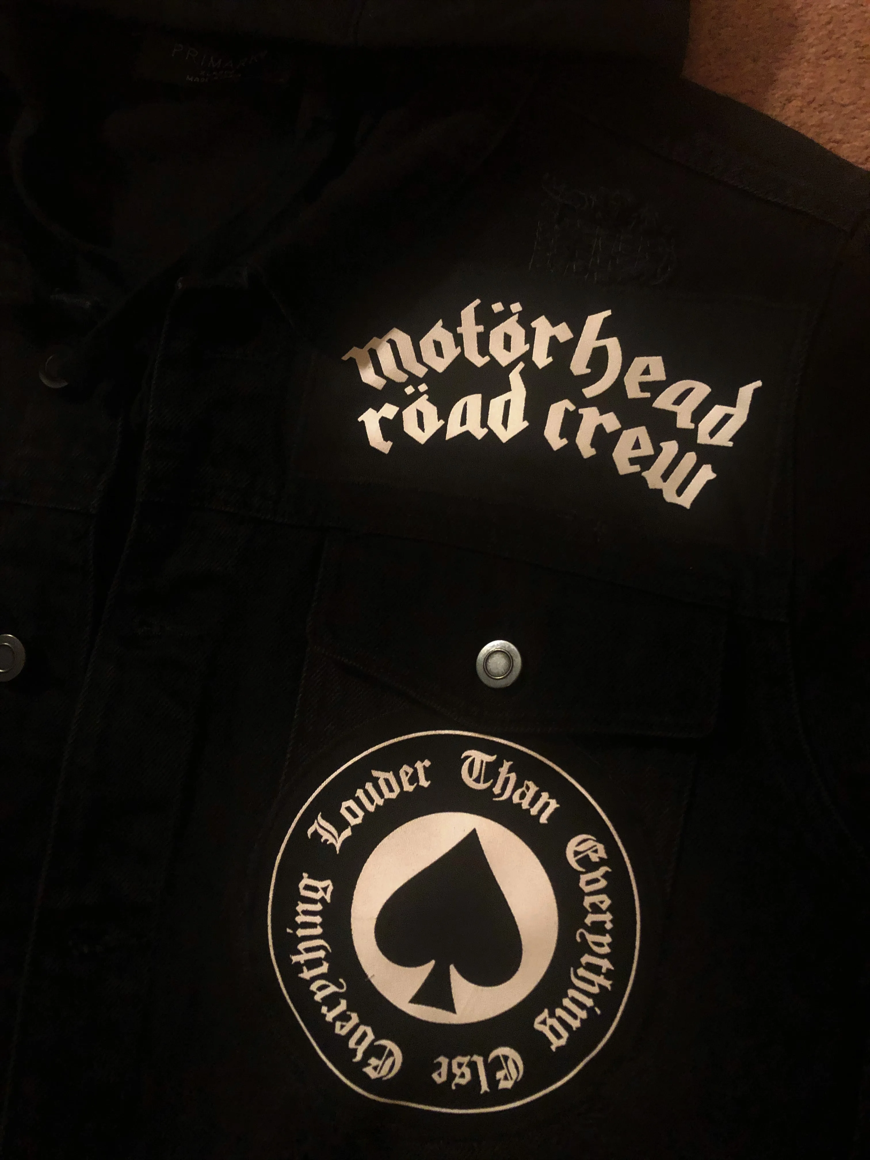 Motörhead Road Crew Distressed Slashed Hooded Denim Jacket Ace Of Spades