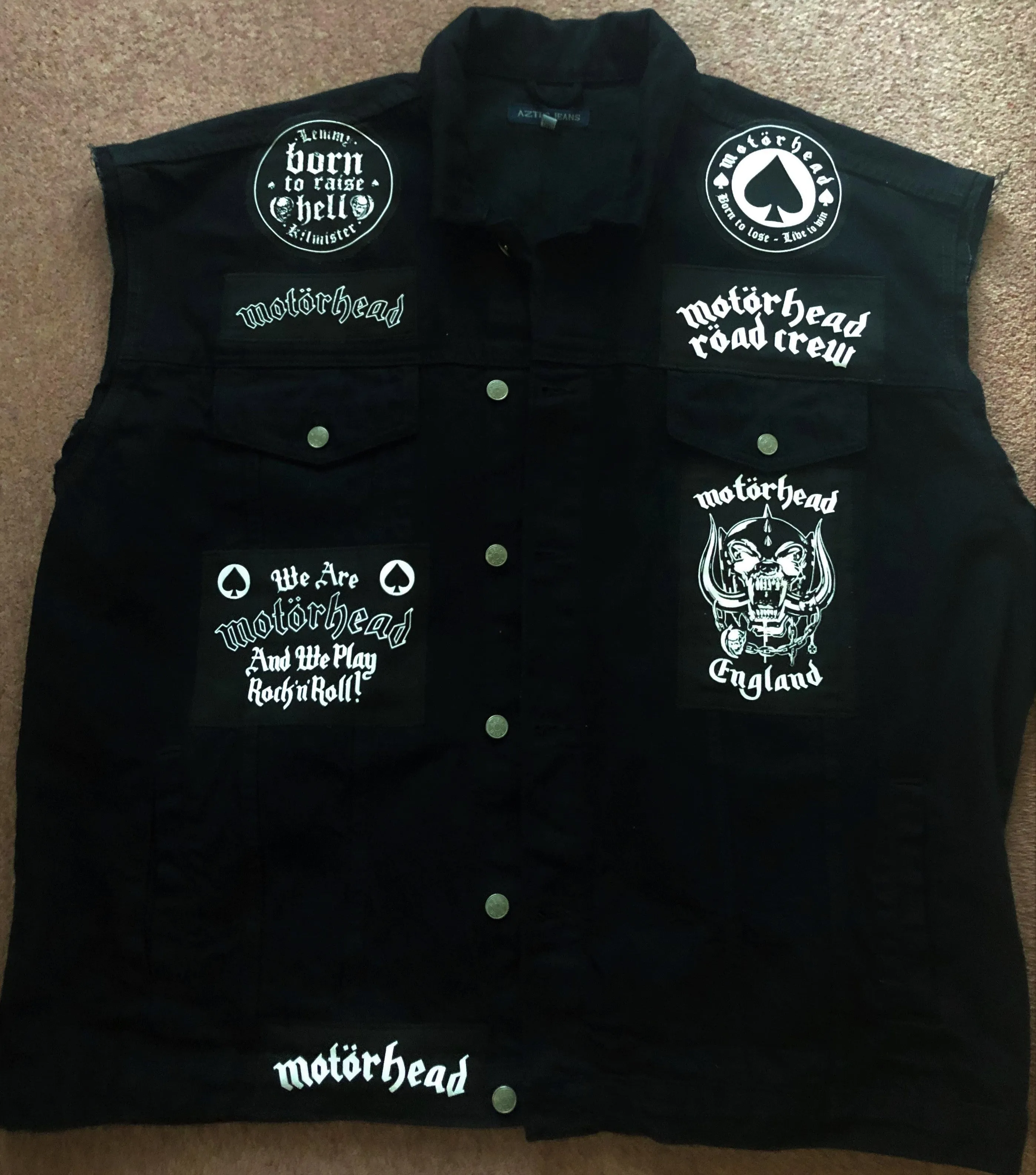 Motörhead Road Crew Everything Louder Denim Vest Cut-Off Battle Jacket Ace Of Spades