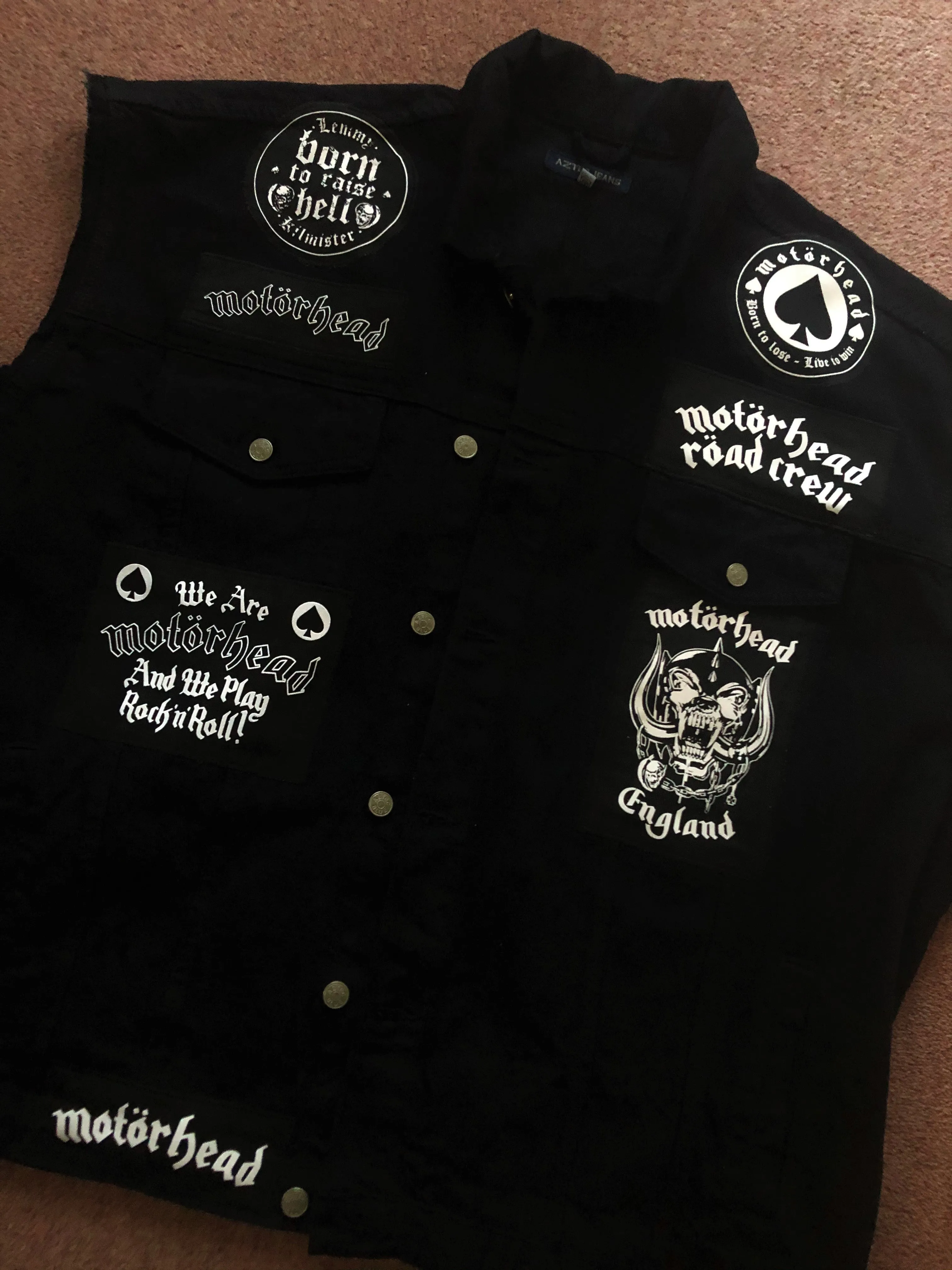 Motörhead Road Crew Everything Louder Denim Vest Cut-Off Battle Jacket Ace Of Spades