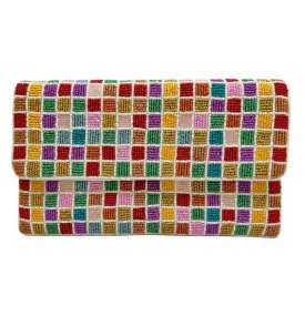 Multi Color Weave Beaded Clutch