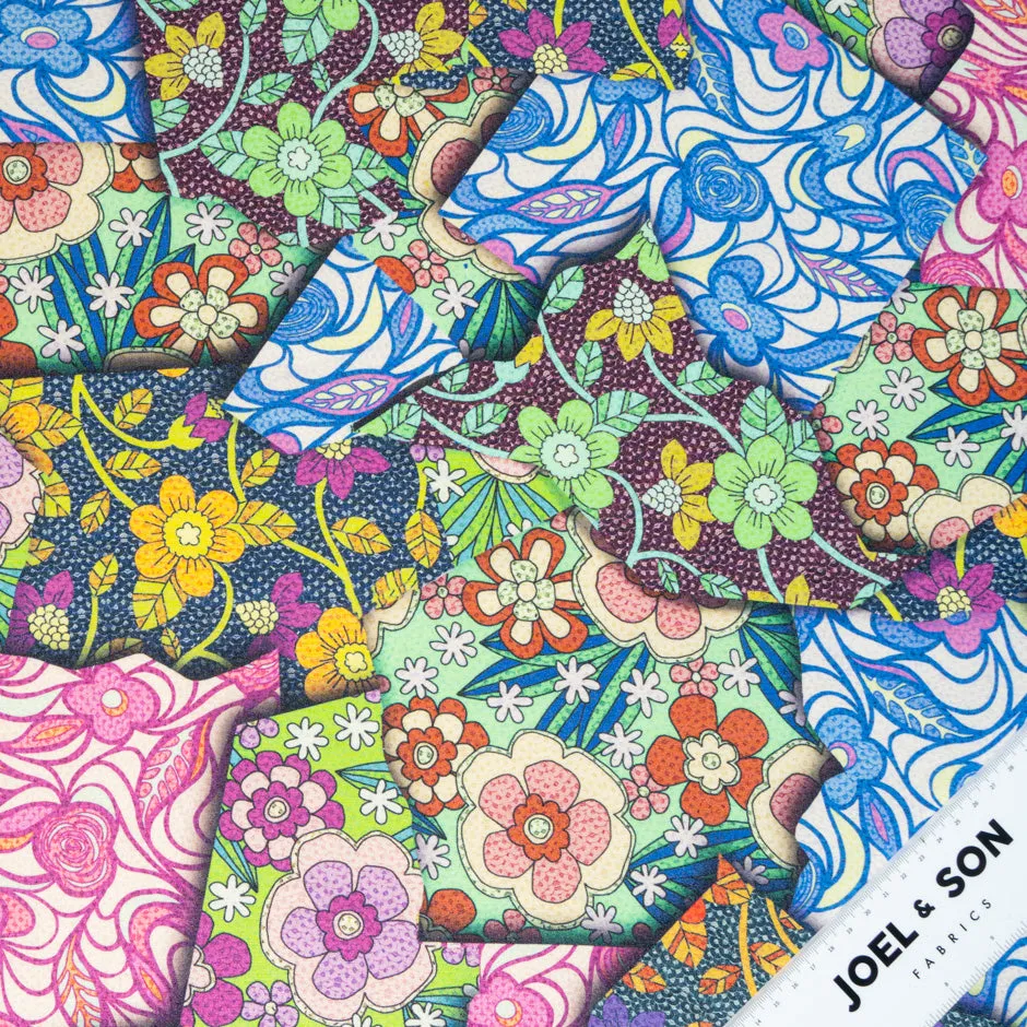 Multi-Coloured Patchwork Floral Printed Silk