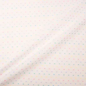 Multi-Coloured Spotted White Cotton Voile