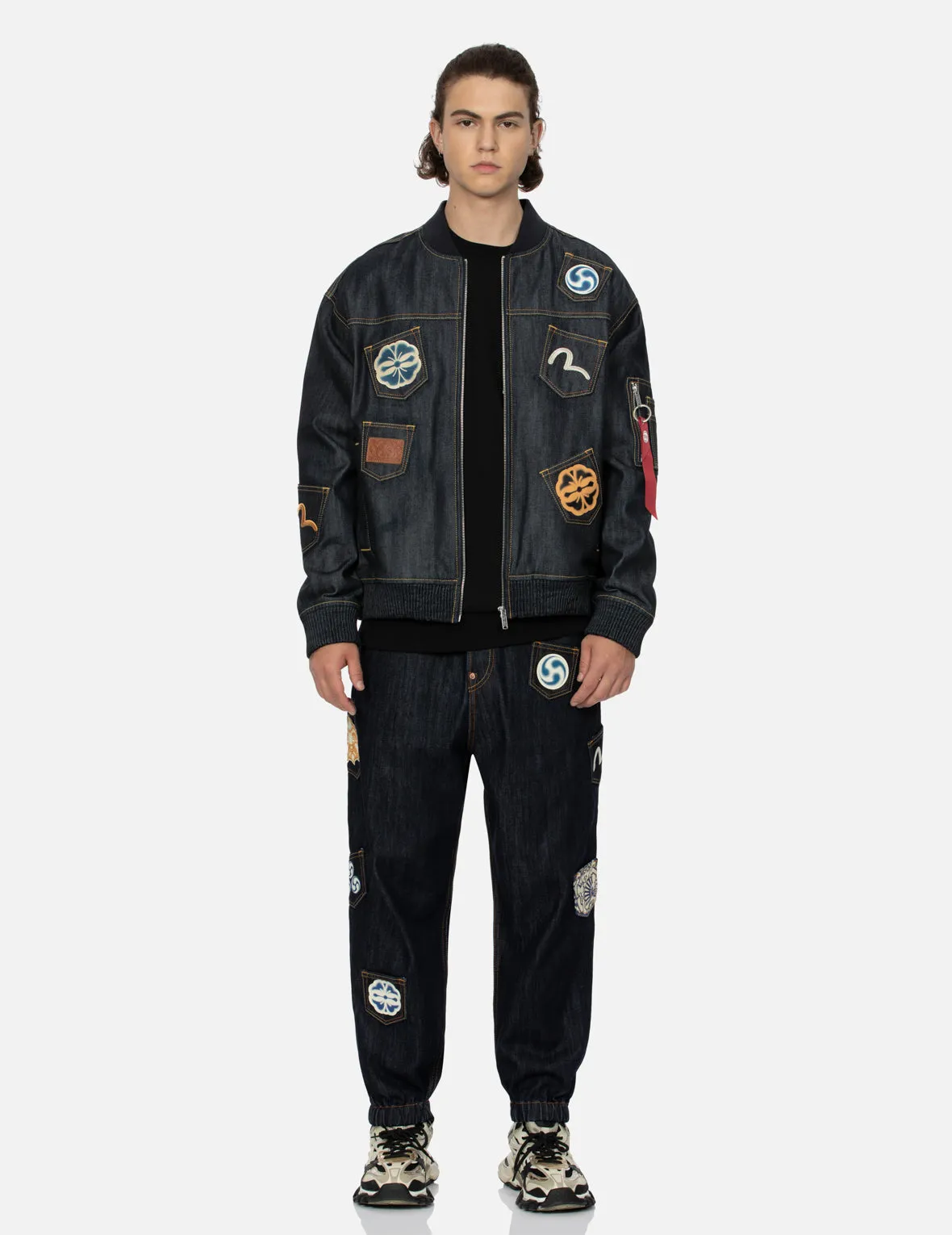 Multi-logo and Multi-pocket Relax Fit Denim Jacket