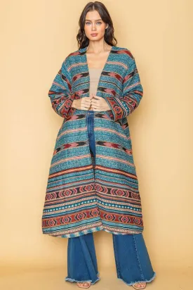 Multi Long Aztec Open Duster