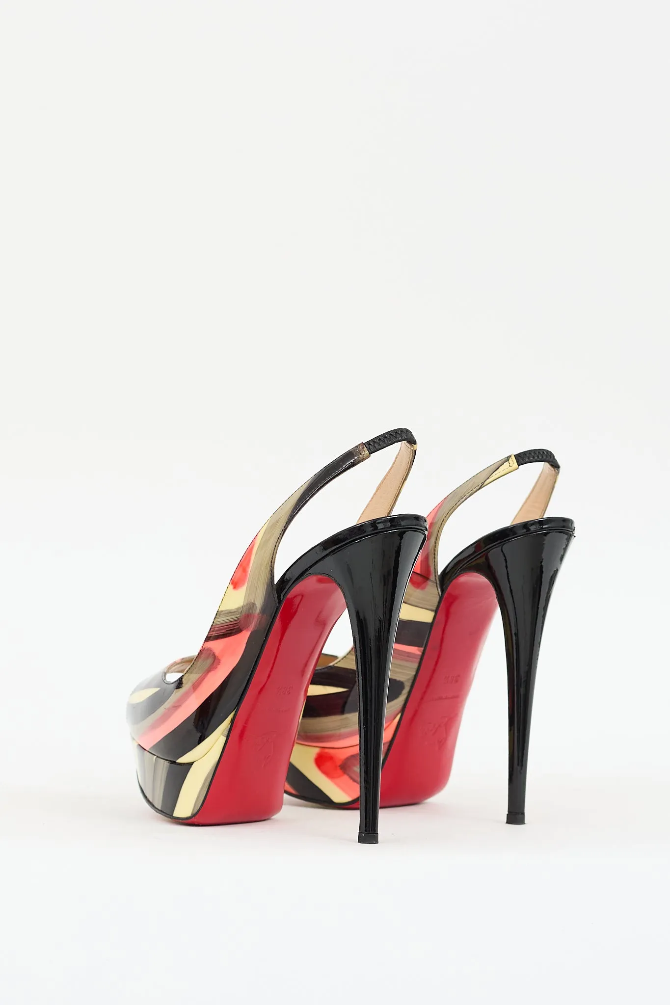 Multi Patent Printed Lady Slingback Pump