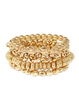 Multi Shape Beaded Gold Bracelets