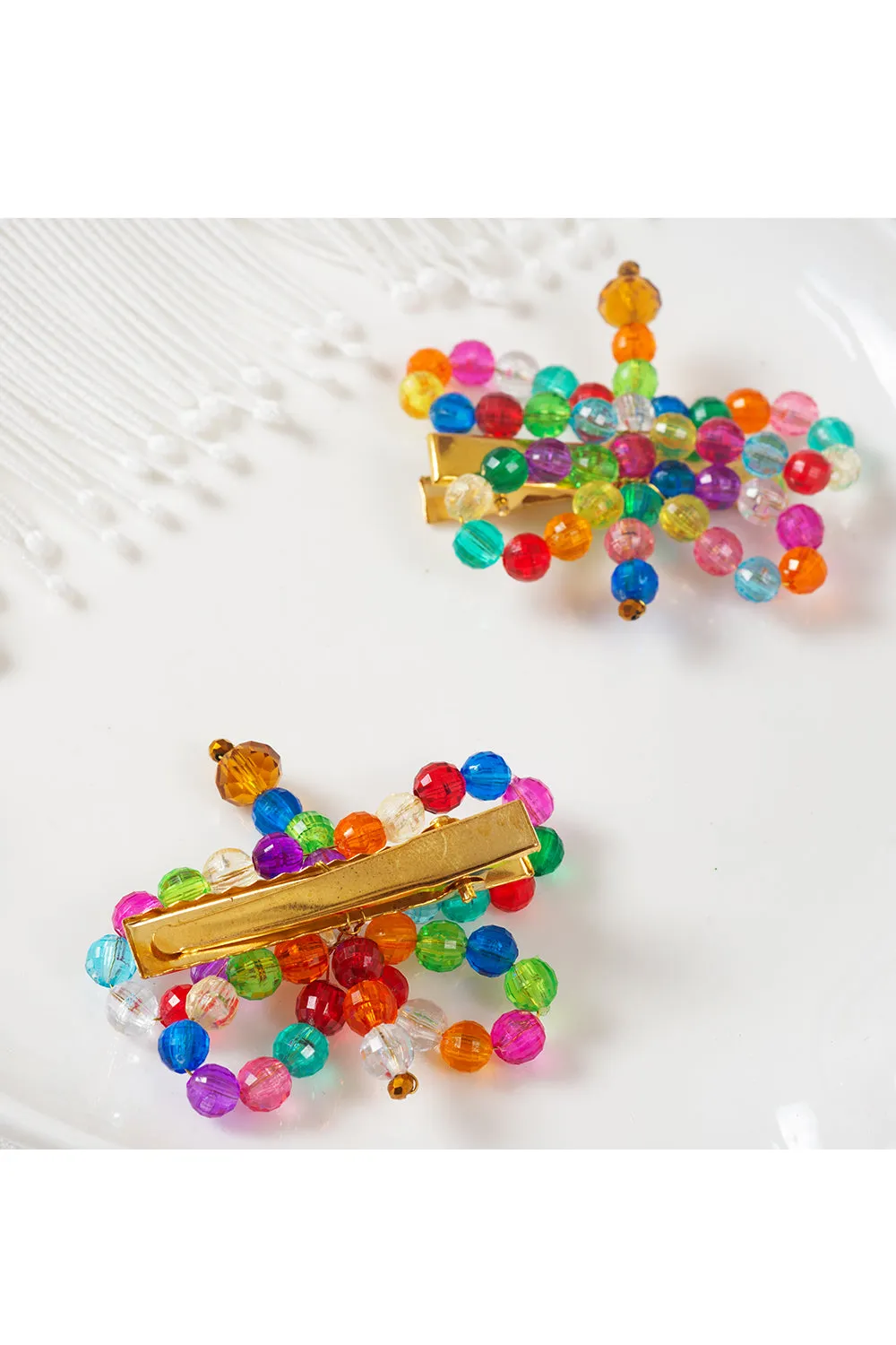 Multicolor Muted Amber Crystal Hair Clips