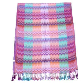 Multicolour Zig Zag Print Pashmina with Tassels