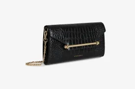 Multrees Chain Wallet - Croc-Embossed Leather Black