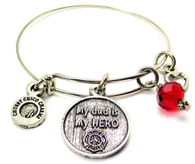 My Dad Is My Hero - Firefighter Symbol Bangle Bracelet