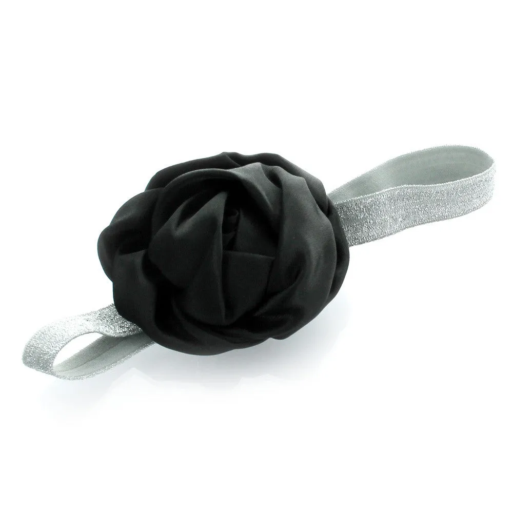 My Lello Toddler/Girl Satin Flower Sparkle Headband