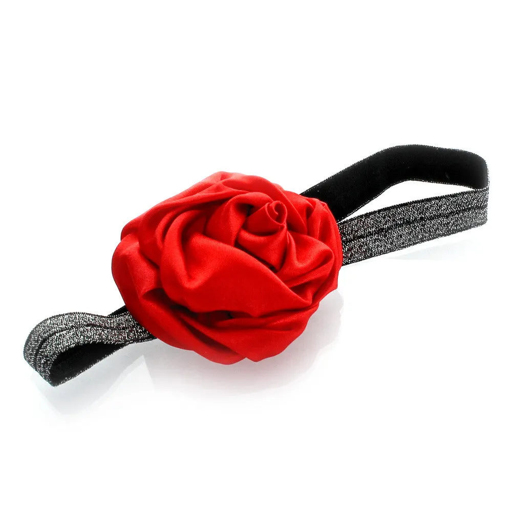 My Lello Toddler/Girl Satin Flower Sparkle Headband