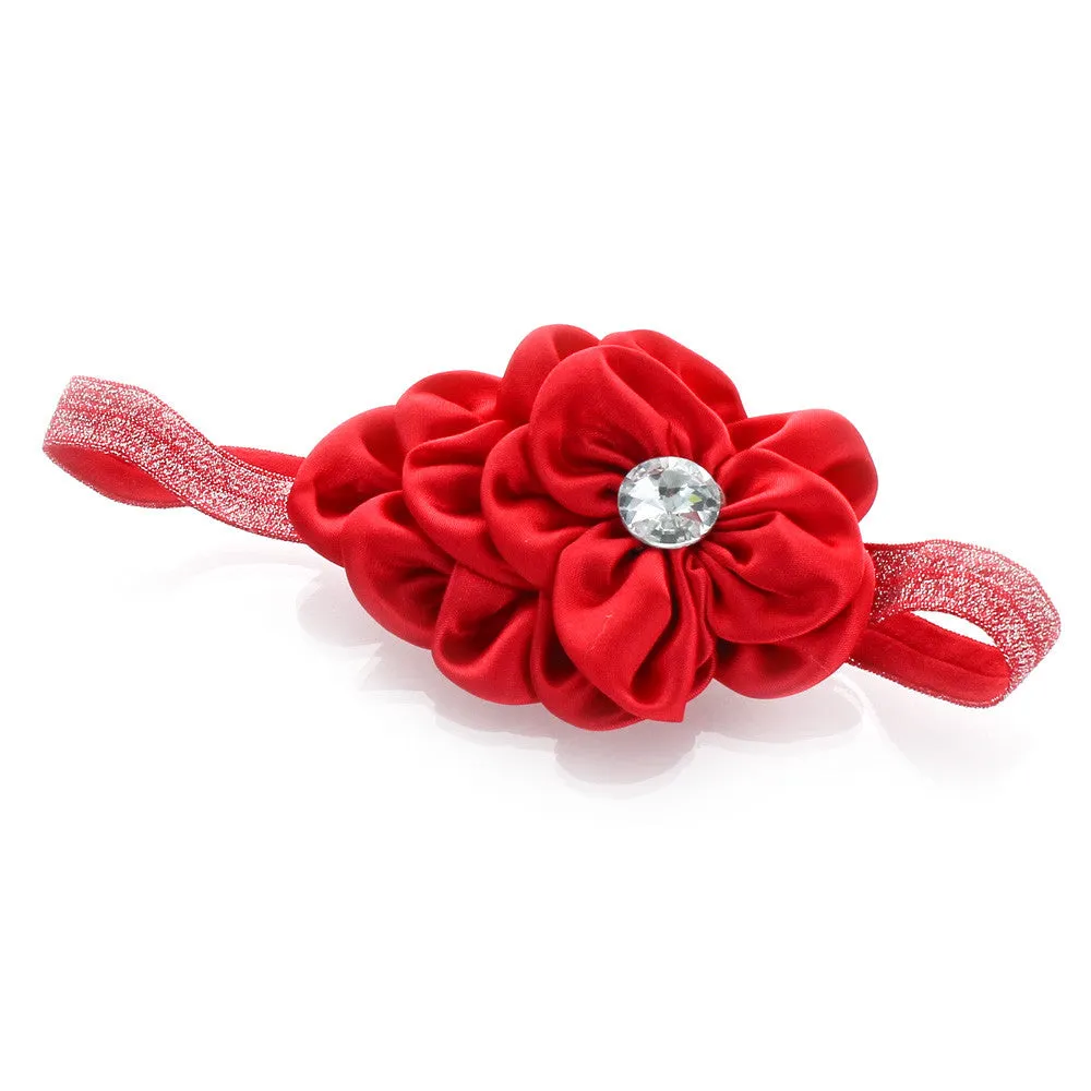 My Lello Toddler/Girl Satin Flower Sparkle Headband