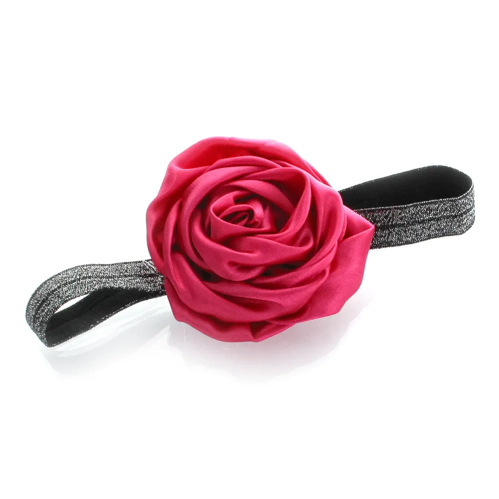 My Lello Toddler/Girl Satin Flower Sparkle Headband