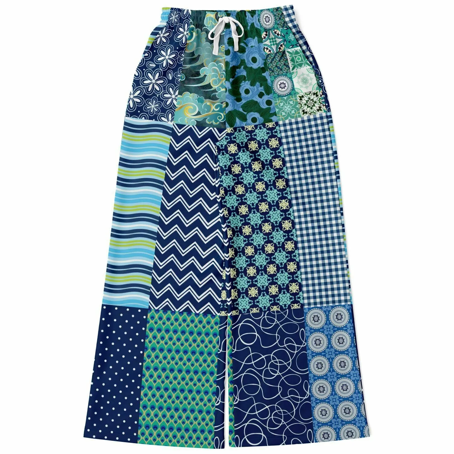 Mykonos Floral Patchwork Eco-Poly Wide Leg Pants