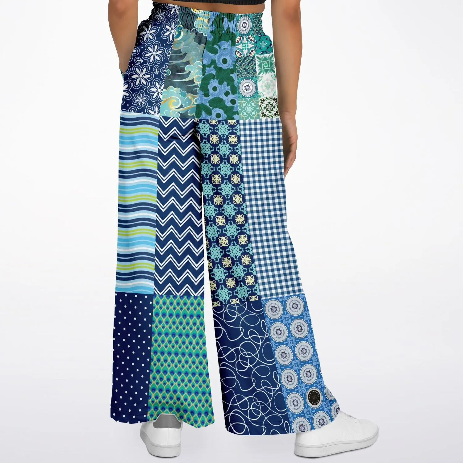 Mykonos Floral Patchwork Eco-Poly Wide Leg Pants