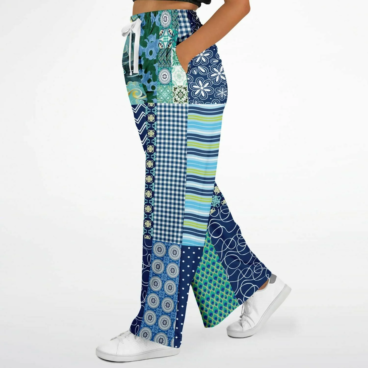 Mykonos Floral Patchwork Eco-Poly Wide Leg Pants