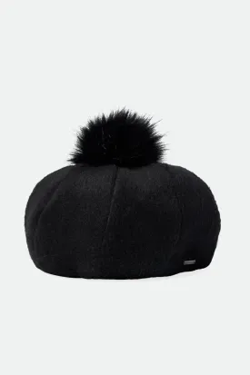 Natalie Oversized Pom Beret - Black