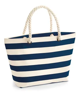 Natural/Navy - Nautical beach bag