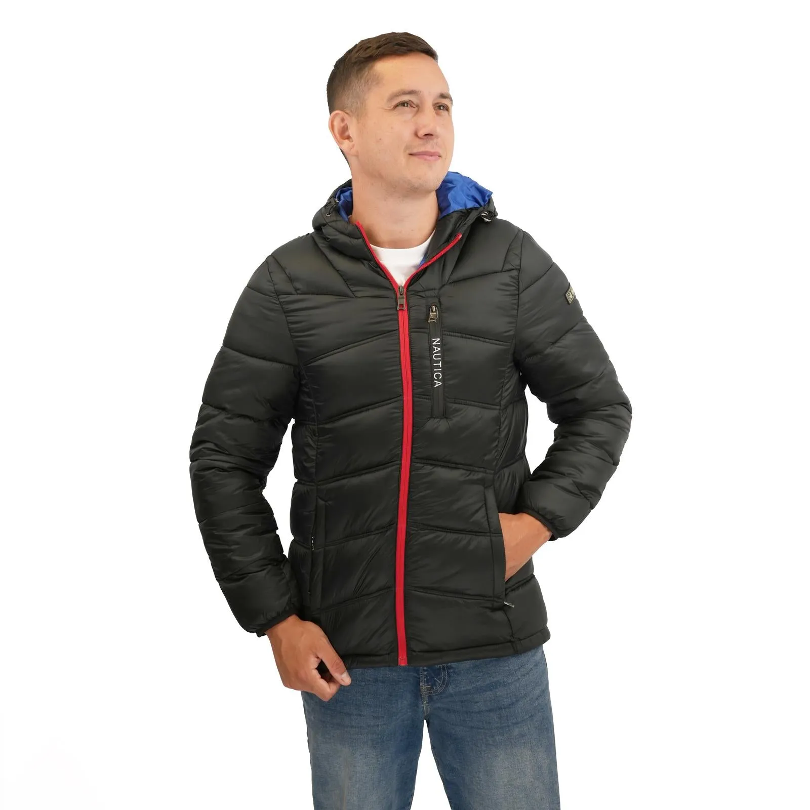 Nautica Mens Performance N83 Hooded Puffer Jacket Black