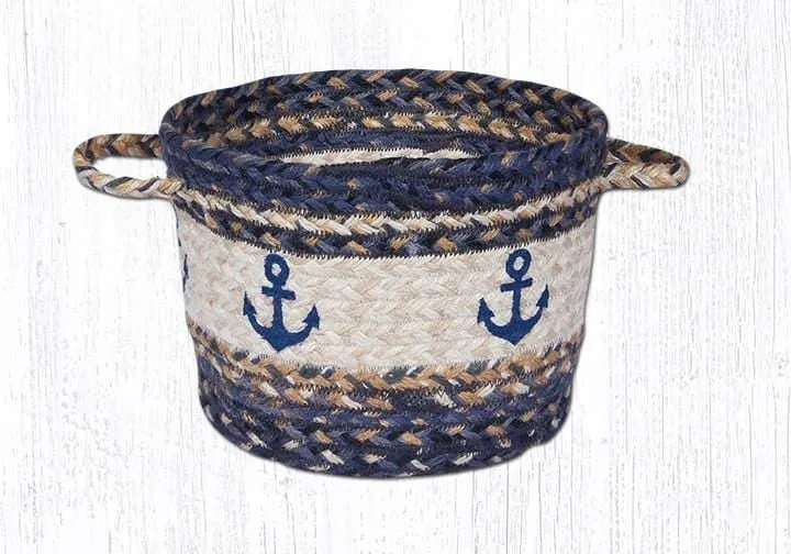 Nautical Anchor Braided Jute Utility Baskets