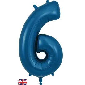 Navy Blue 6 Large Shape Number Balloon