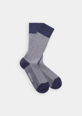 Navy Cotton Herringbone Socks